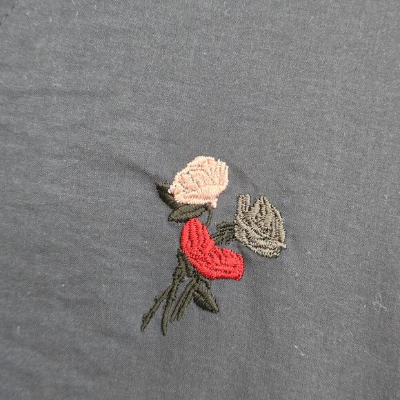 GANNI Navy Blue Poplin Midi Dress M Ruffle Embroidered Boho Luxury Minimalist - Picture 5 of 15